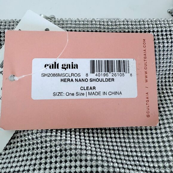 NWT Cult Gaia Gia Allover Crystal Zip Shoulder Bag in Silver - Picture 14 of 14